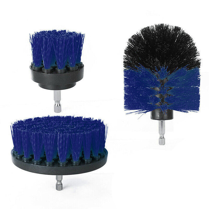 Detergent Drill Brush 3PCS Set Blue Artificial Fiber