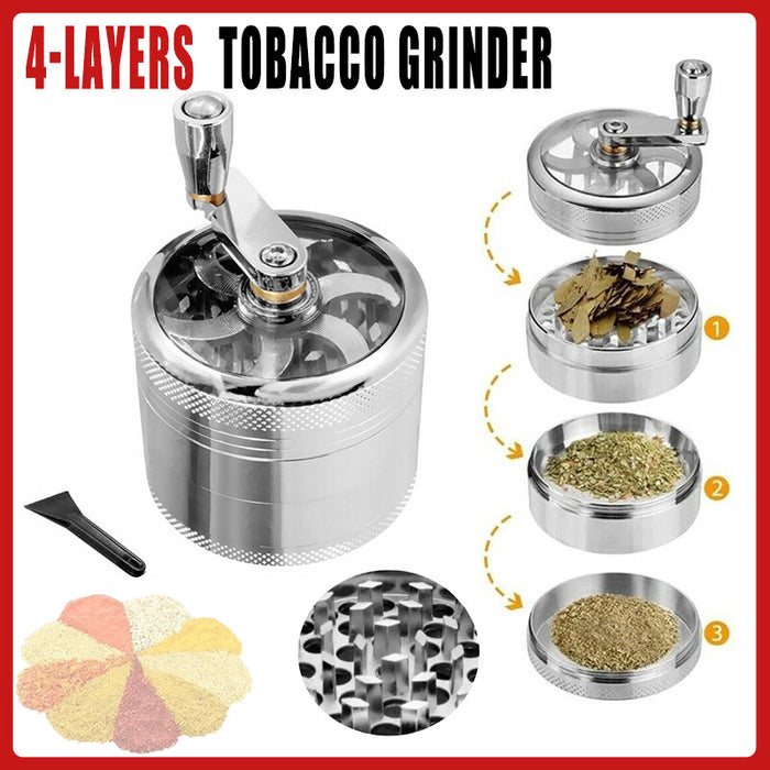 4-layer  Grinder Aluminum Herb Grinders Hand Crank Crusher Herbal Spices