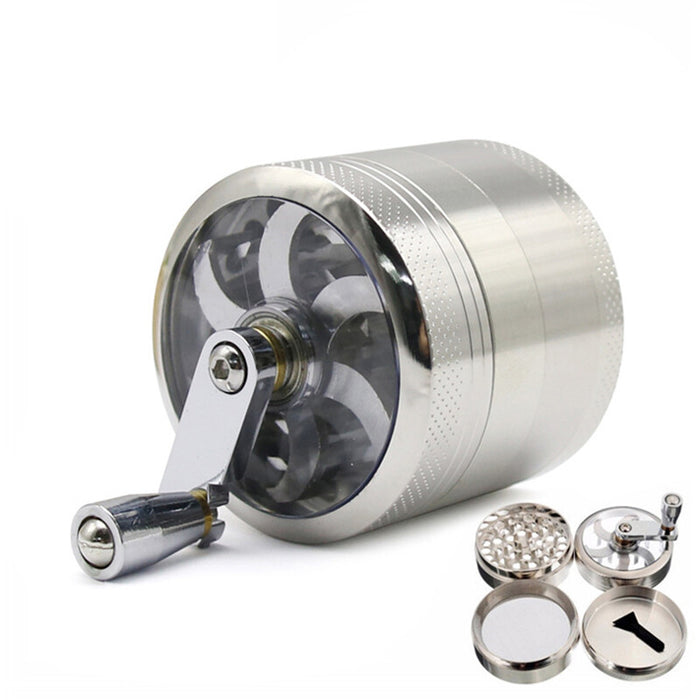 4-layer  Grinder Aluminum Herb Grinders Hand Crank Crusher Herbal Spices
