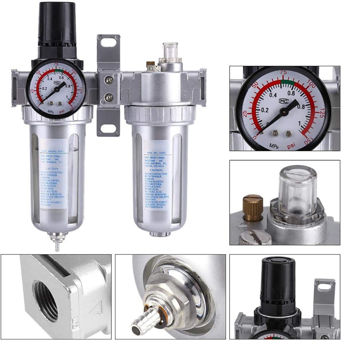 1/4" Air Compressor Water Trap Pressure Regulator, Oil-Water Separator for Pneumatic Systems