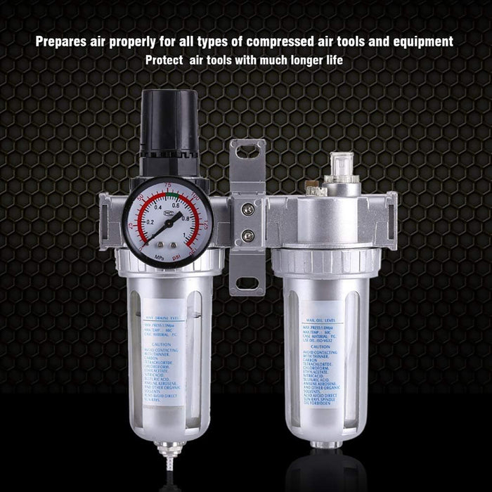 1/4" Air Compressor Water Trap Pressure Regulator, Oil-Water Separator for Pneumatic Systems