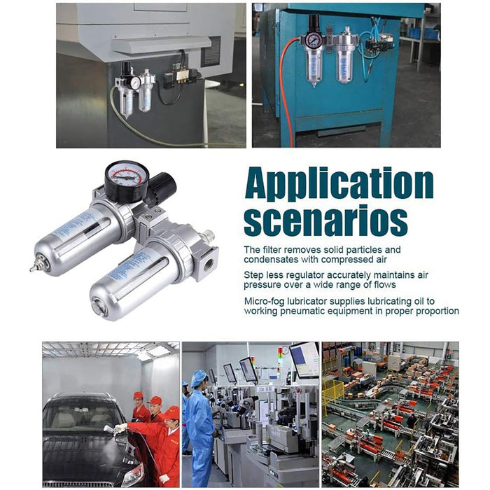 1/4" Air Compressor Water Trap Pressure Regulator, Oil-Water Separator for Pneumatic Systems