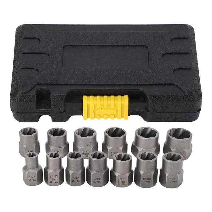 15pcs Impact Damaged Bolt Nut Screw Remover Tool Kit with Socket Threading Extractor
