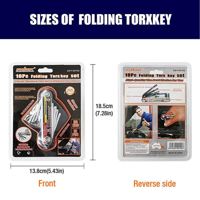 Folding Torx Star Key Set Portable Wrench Tool Chrome vanadium Steel T6-T30