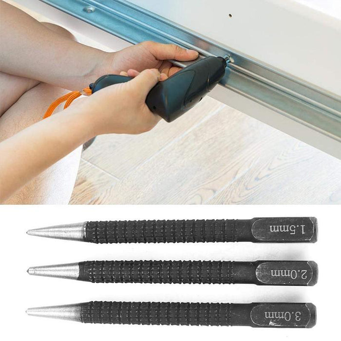 Centre Punch Set 3Pcs Round Head Metal