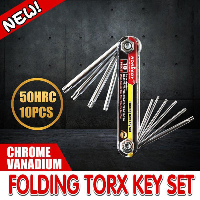 Folding Torx Star Key Set Portable Wrench Tool Chrome vanadium Steel T6-T30