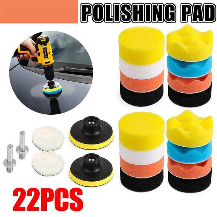 22pcs 3" Buffing Waxing Polishing Sponge Pads Kit Set