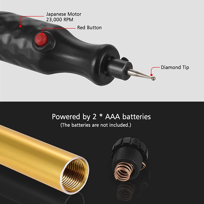 Electric Micro Engraver Aluminum 14*160mm  Black