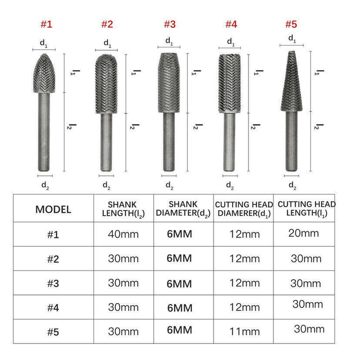 5PCS Metal Cutter Drill Bits For Steel Grinding Carving