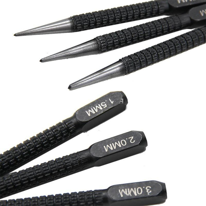 Centre Punch Set 3Pcs Round Head Metal