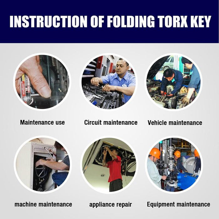 Folding Torx Star Key Set Portable Wrench Tool Chrome vanadium Steel T6-T30