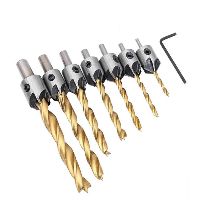 8PCS 3-10MM 5 Flute Countersink Drill Bit Set