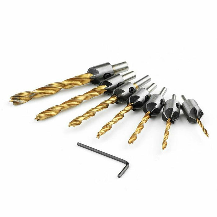 8PCS 3-10MM 5 Flute Countersink Drill Bit Set