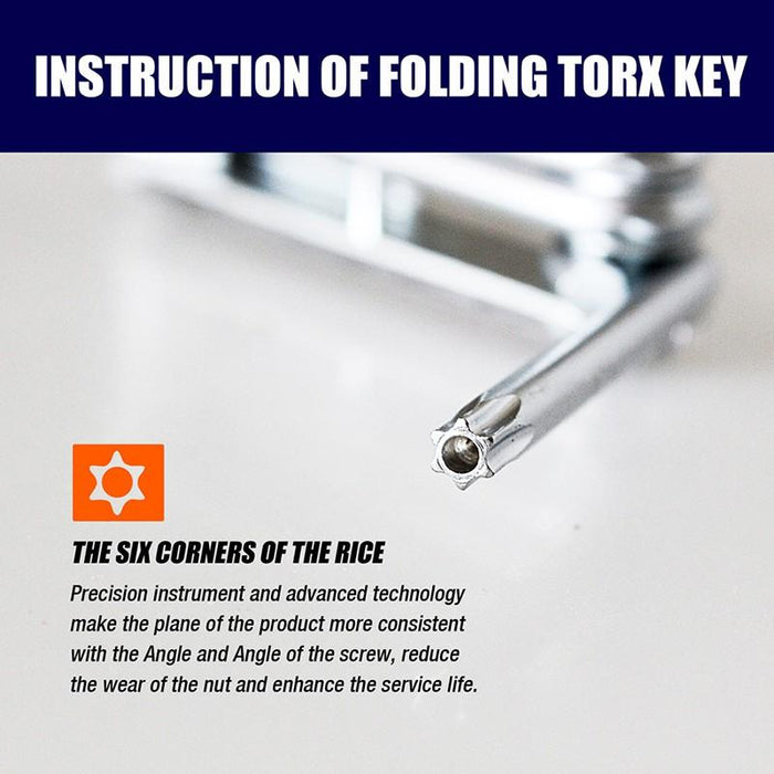 Folding Torx Star Key Set Portable Wrench Tool Chrome vanadium Steel T6-T30