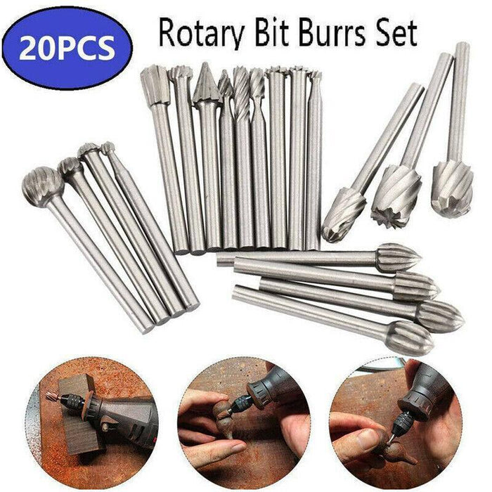 20PCS Tungsten Steel Solid Carbide Burrs For Dremel Rotary Tool Bit Accessories