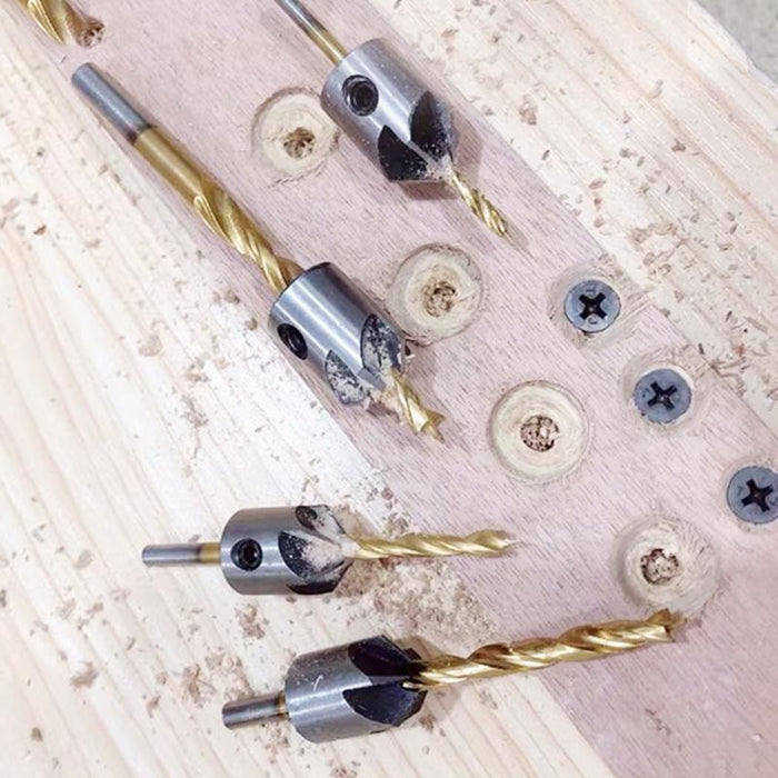 8PCS 3-10MM 5 Flute Countersink Drill Bit Set