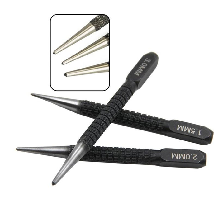Centre Punch Set 3Pcs Round Head Metal