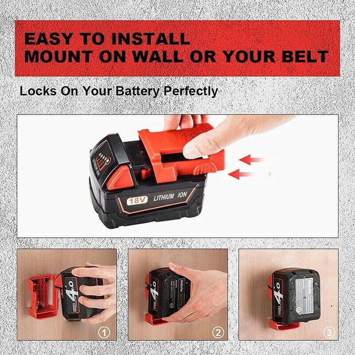 5Pcs Battery Mount Holder Stand For Milwaukee M18 18V Tool Battery Red