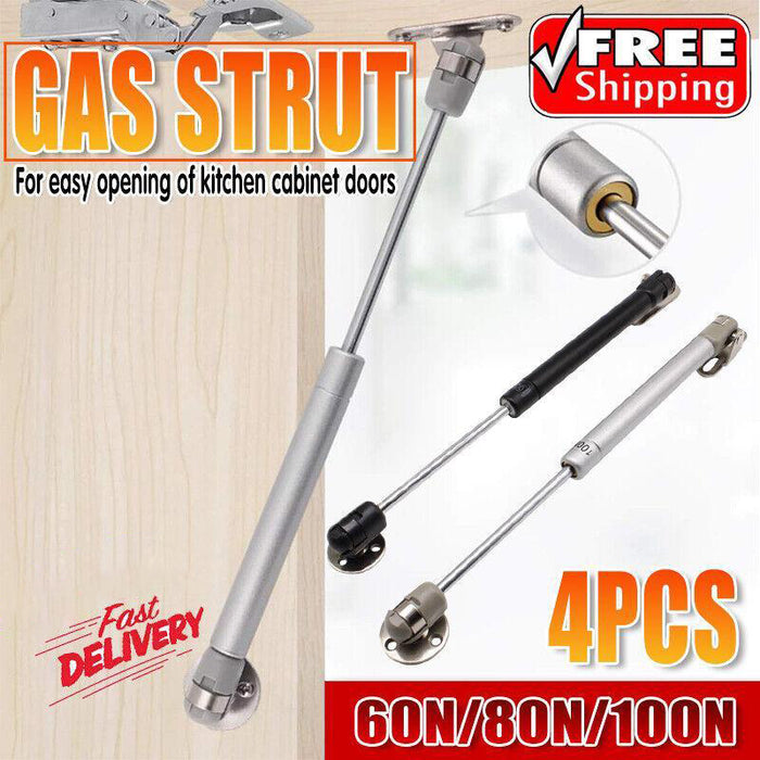 4PCS 60N Pneumatic Hydraulic Rod Cabinet Door Hinge Bracket Silver