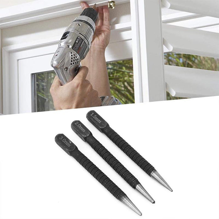 Centre Punch Set 3Pcs Round Head Metal