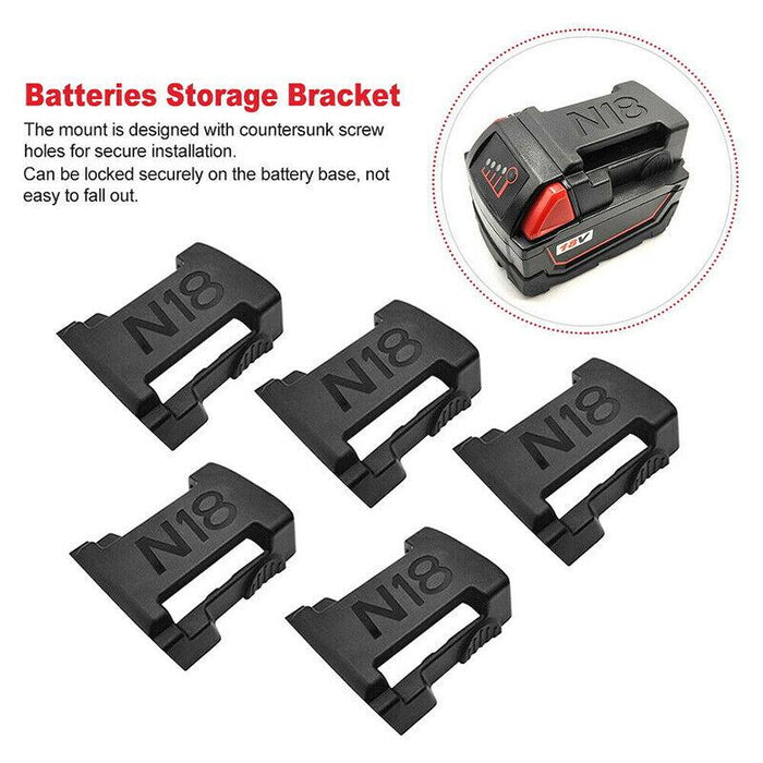 5Pcs Battery Mount Holder Stand For Milwaukee M18 18V Tool Battery Red