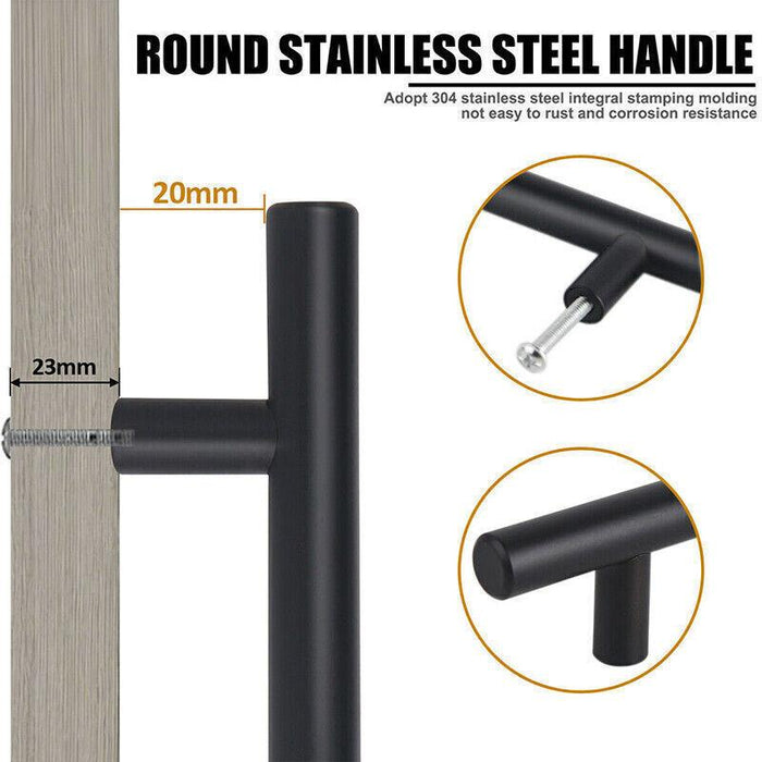 Sophisticated Matte Black Stainless Steel Door Handle T-Bar