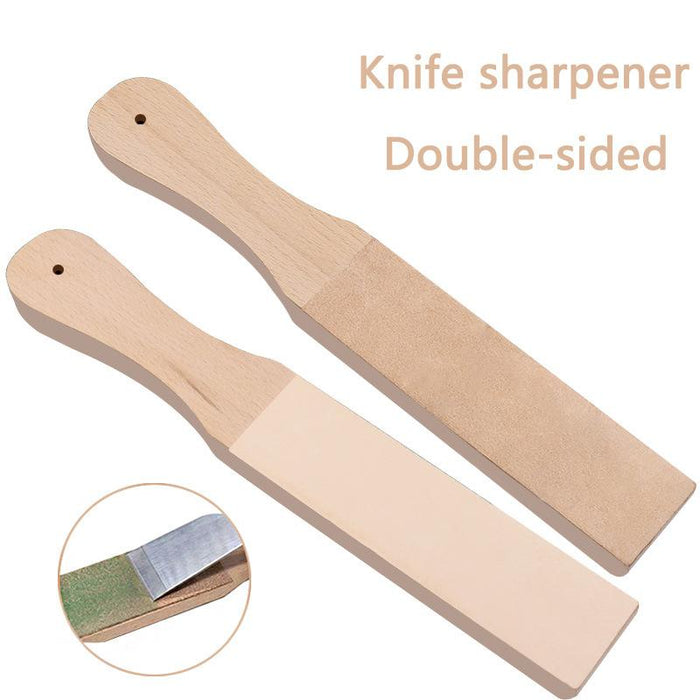 Dual Sided Leather Blade Strop Cutter Razor Sharpener Polishing Wooden Handle
