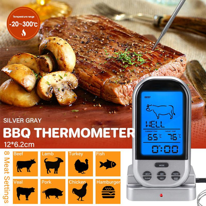Digital Wireless Food Meat Oven BBQ Thermometer Remote Probe Cooking Set Grill