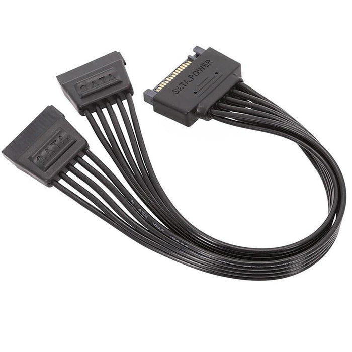 15 Pin SATA Power Y-Splitter Cable Adapter Extension 1 Male to 2 Female For HDD