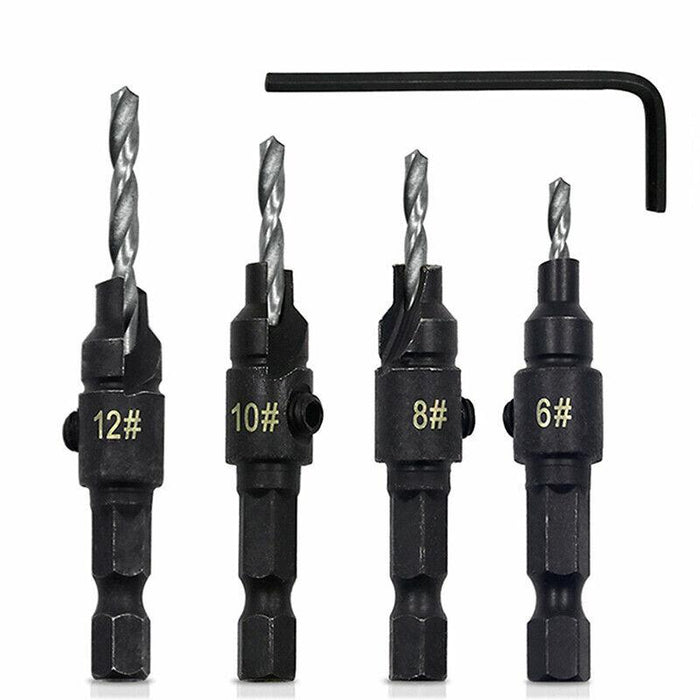 Woodworking Opener Steel Drill Bit #6 #8 #10 #12 Gold