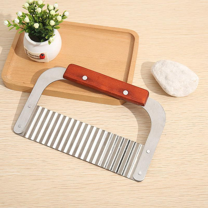 Potato Crinkle Cutter Dough Wavy Slicer Steel Kitchen Vegetable Chip Blade Knife