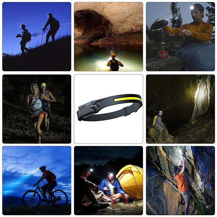 Rechargeable Waterproof Head Lamps with COB LED Motion Sensor