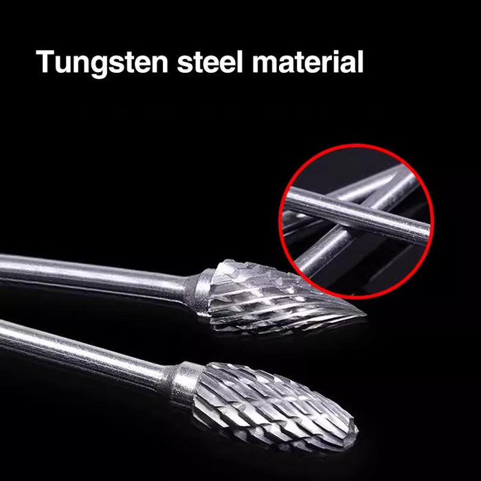 10x Tungsten Steel Solid Carbide Rotary Burrs Bit For Dremel Accessories Tool