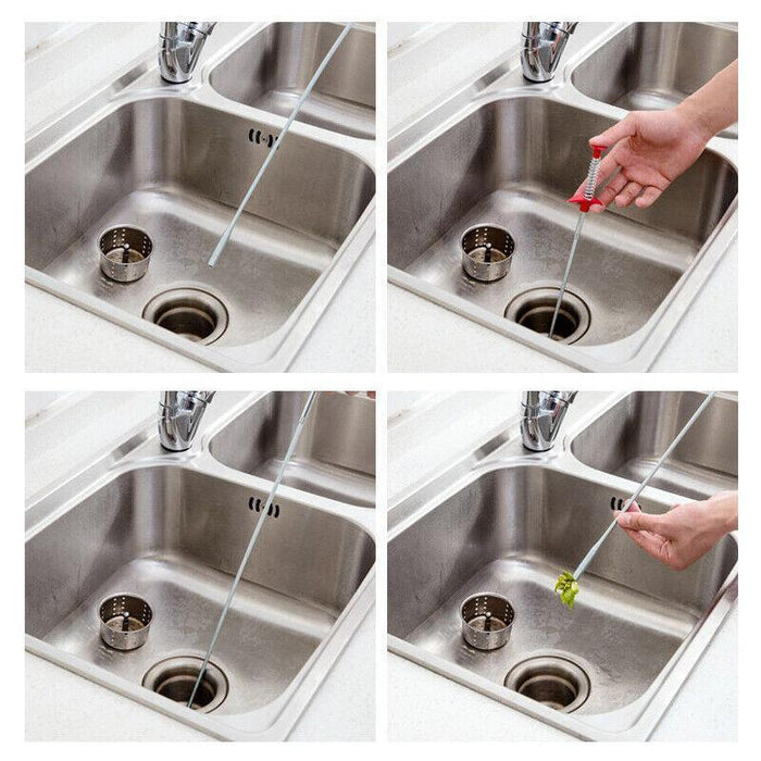 Flexible Spring Pick Up Tool Drain Unblocker Stick Snake Cleaner Hair Remover