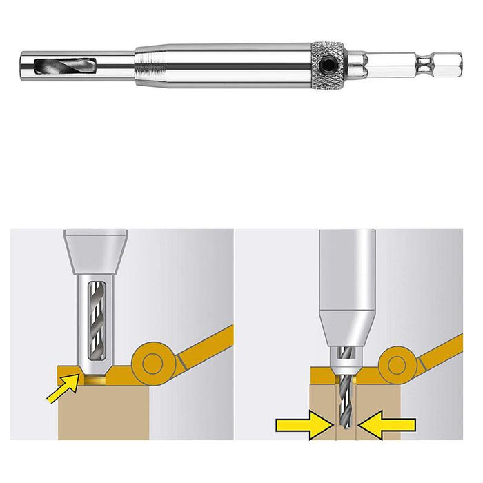 4x Self-Centering Drill Bits Hex Shank Pilot Door Drawer Hinge Hole Screw