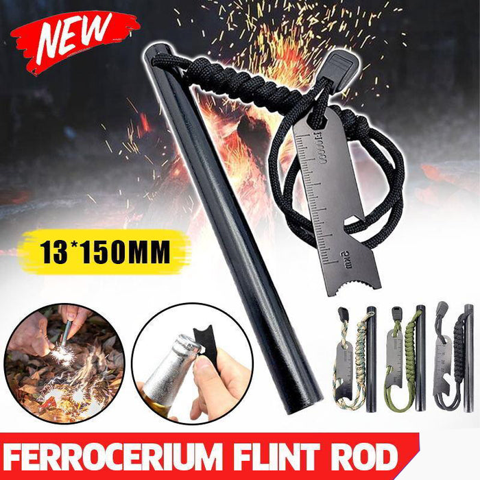 Ferrocerium Flint Rod 15cm x 1.3cm Survival Fire Starter with Striker Para-cord