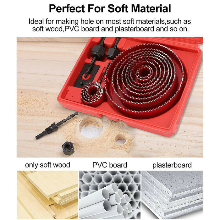 18X Hole Saw Drill Bit Kit Set Holesaw Wood Sheet Metal Timber Woodworking Tool