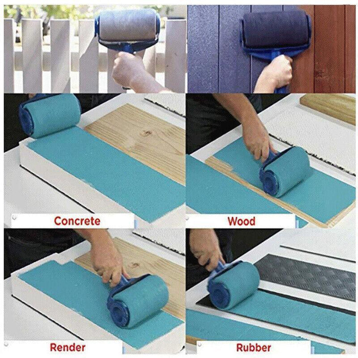 8Pcs Handle Paint Roller Pro Paint Brush Flocked Edger Wall Painting Tool Set