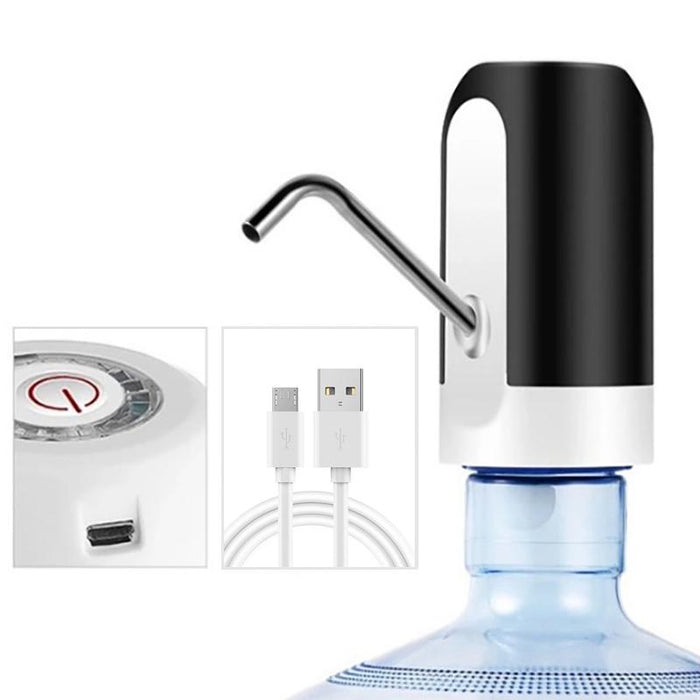 Electric Water Bottle Pump Dispenser Drinking USB Button Black White Drinking