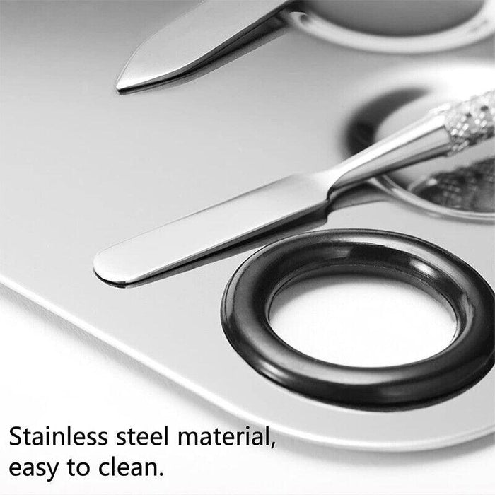 Professional Makeup Mixing Palette & Spatula Set - Stainless Steel Cosmetic Tool