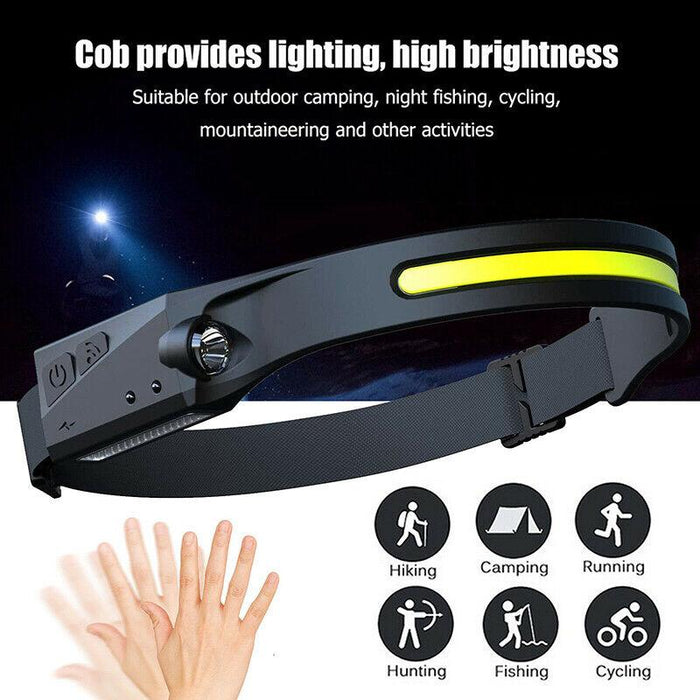 Rechargeable Waterproof Head Lamps with COB LED Motion Sensor