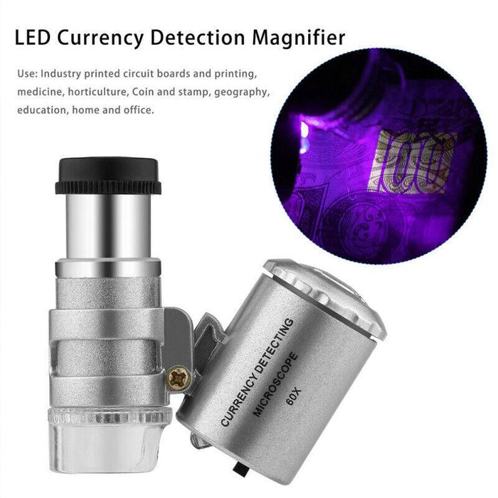 60X Zoom Pocket Magnifying Glass with LED Light