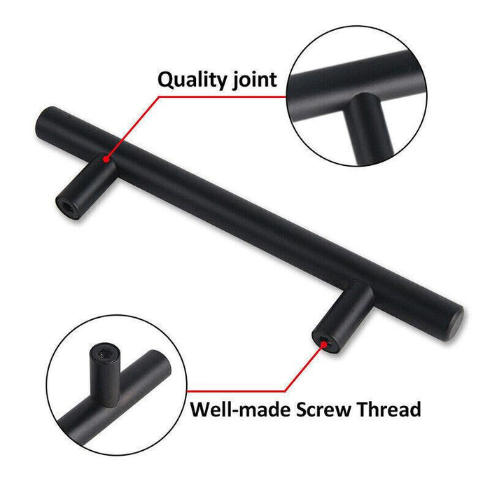 Sophisticated Matte Black Stainless Steel Door Handle T-Bar