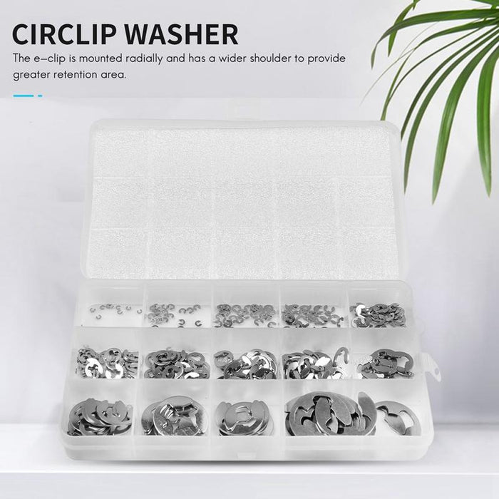 120pcs Stainless Steel E-Clip Assortment Tool Kit Retaining Circlips 1.5 To 10mm