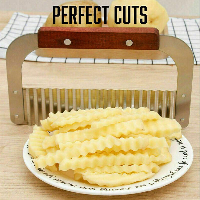 Potato Crinkle Cutter Dough Wavy Slicer Steel Kitchen Vegetable Chip Blade Knife
