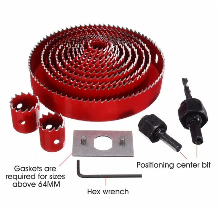 18X Hole Saw Drill Bit Kit Set Holesaw Wood Sheet Metal Timber Woodworking Tool
