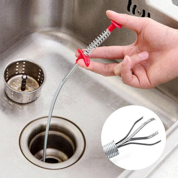 Flexible Spring Pick Up Tool Drain Unblocker Stick Snake Cleaner Hair Remover