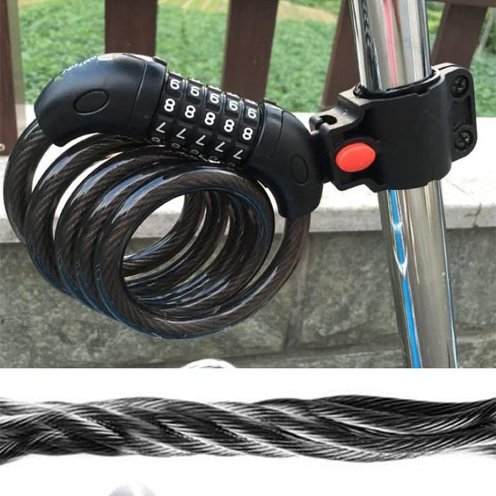 Bike Bicycle Cycling Lock 5-Digit Combination Security Cable Lock 12*1200mm