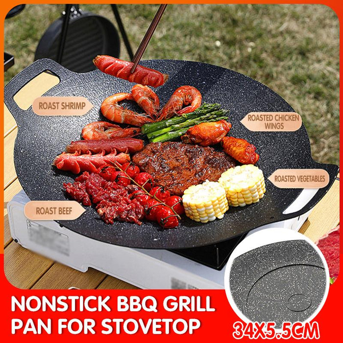 Korean Nonstick BBQ Grill Pan for Stovetop, Barbecue Portable Hot Plate Outdoor