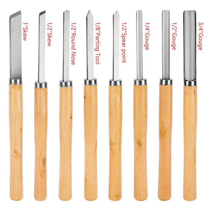 8pc Heavy Duty HSS Wood Lathe Chisel Set Turning Wood Tool Carving Gouge Durable